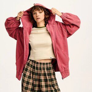 RARE Lucy & Yak Wesley Corduroy Hoodie Zip Jacket Rose Pink Size Large NWT